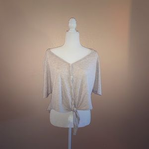 Emory Park Tie Front Beige Top